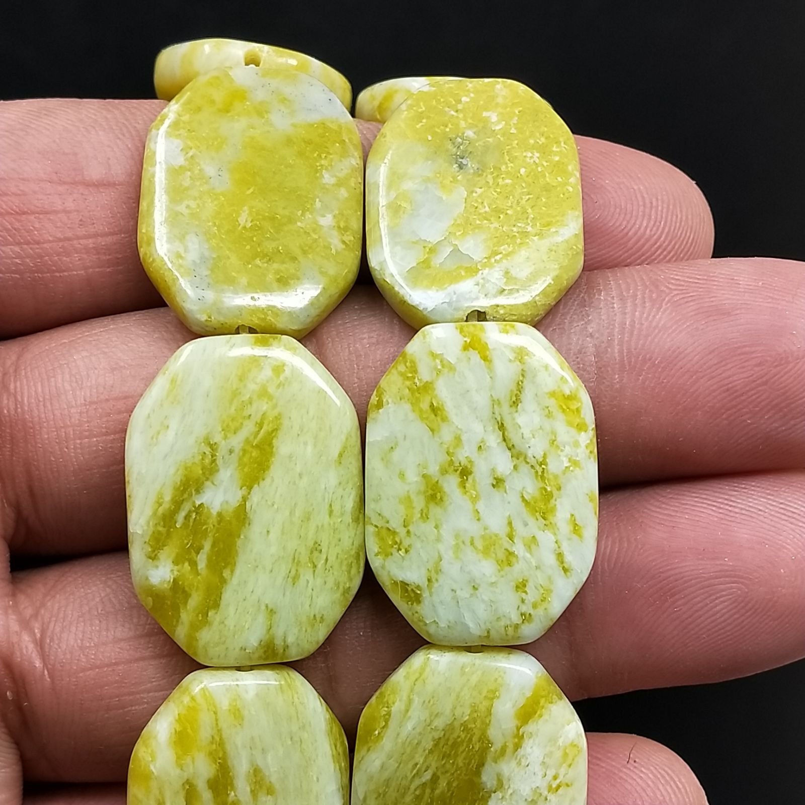 Giada Limone Naturale Perline Forma Ottagonale Liscio Foro Passante 18X25mm