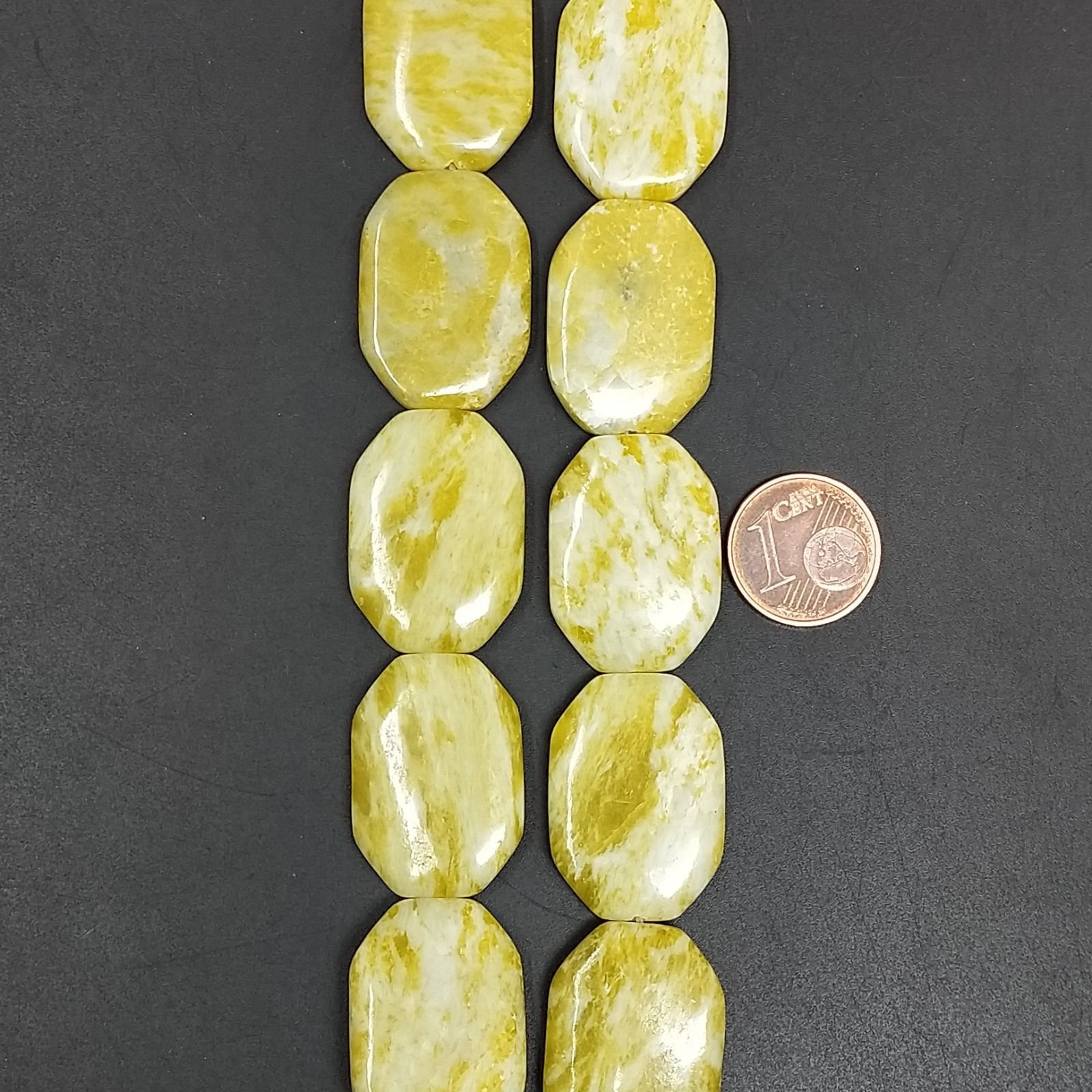 Giada Limone Naturale Perline Forma Ottagonale Liscio Foro Passante 18X25mm