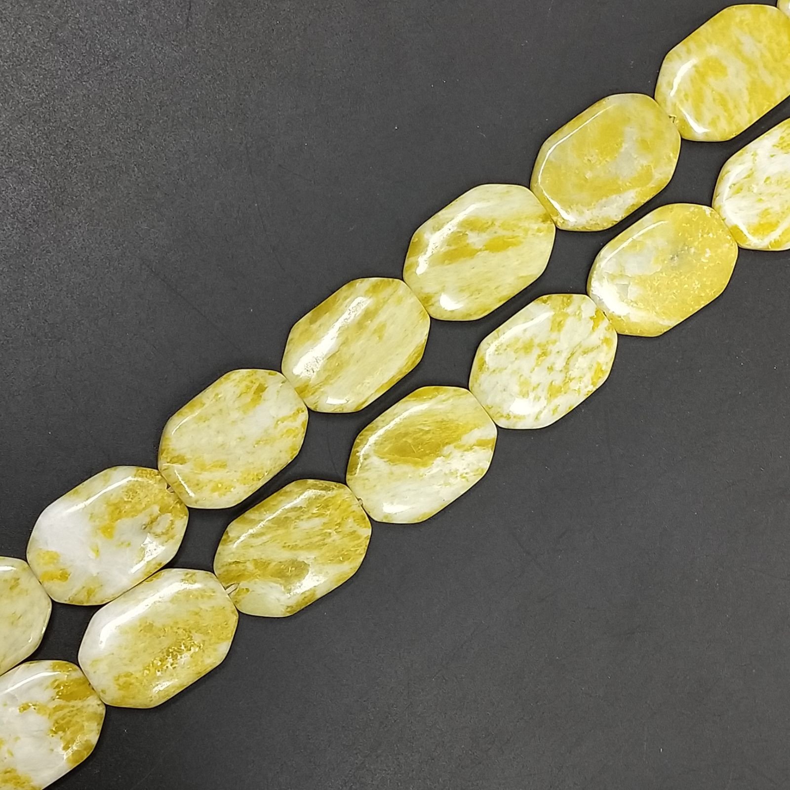 Giada Limone Naturale Perline Forma Ottagonale Liscio Foro Passante 18X25mm