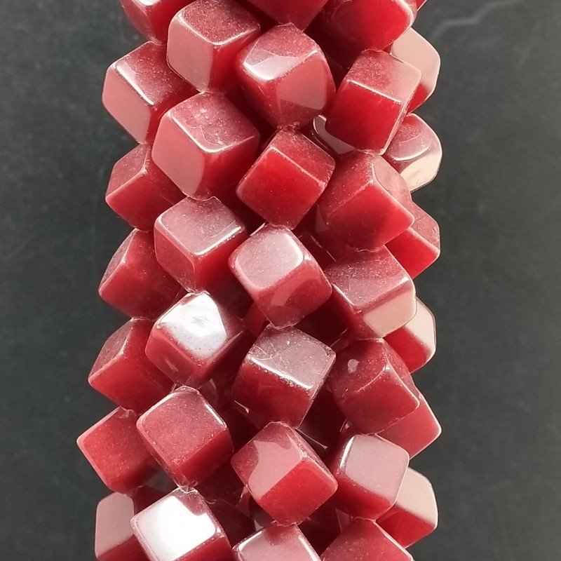 Giada Rubino Perline Forma Cubetti Liscio Foro Diagonale 16mm