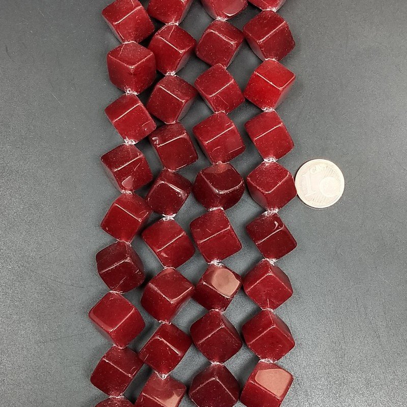 Giada Rubino Perline Forma Cubetti Liscio Foro Diagonale 16mm