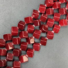 Giada Rubino Perline Forma Cubetti Liscio Foro Diagonale 16mm