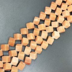 Avventurina Arancio Perline Forma Cubetti Liscio Foro Diagonale 16mm