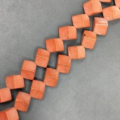 Diaspro Rosso Perline Forma Cubetti Liscio Foro Diagonale 16mm