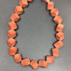 Diaspro Rosso Perline Forma Cubetti Liscio Foro Diagonale 16mm