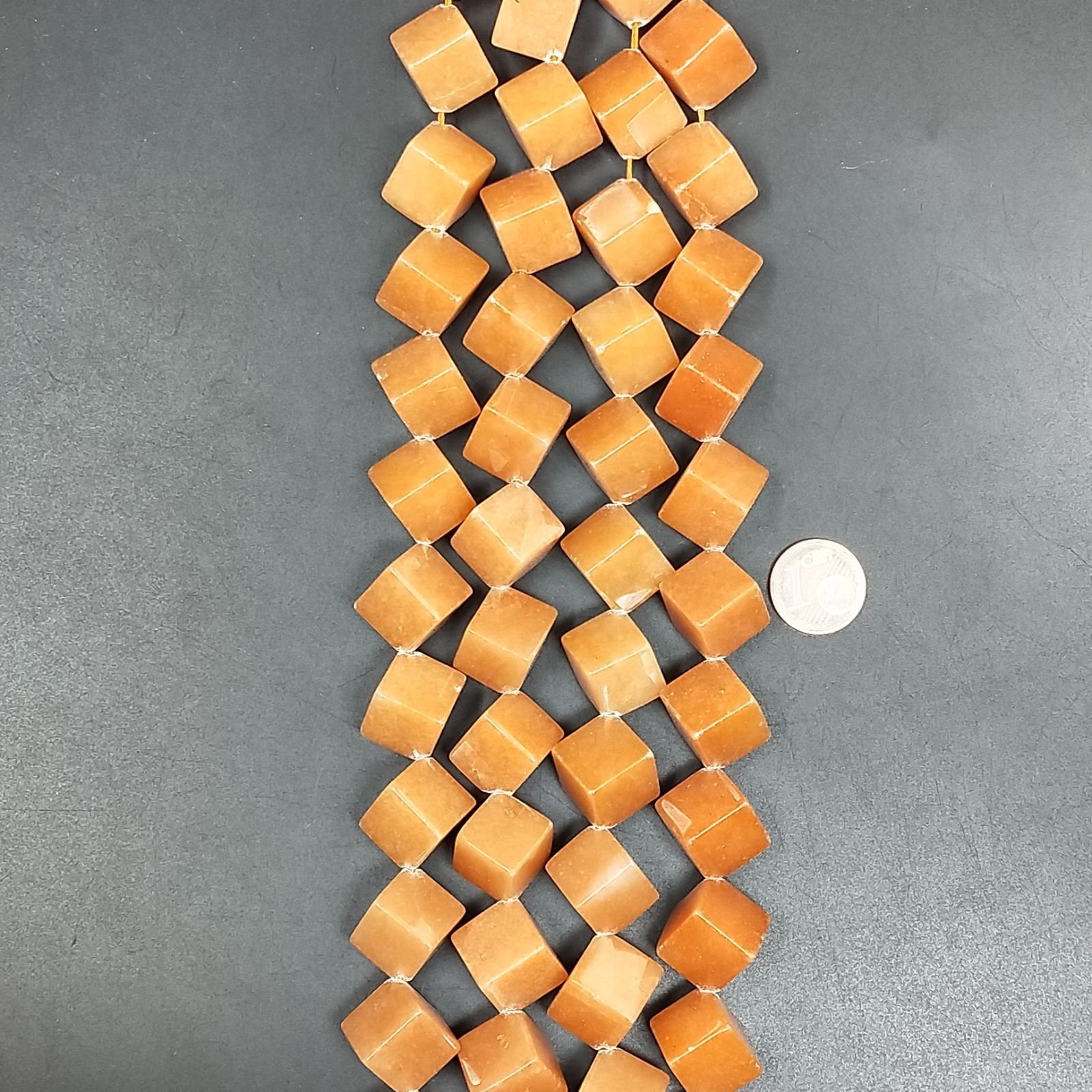 Avventurina Arancio Perline Forma Cubetti Liscio Foro Diagonale 18mm