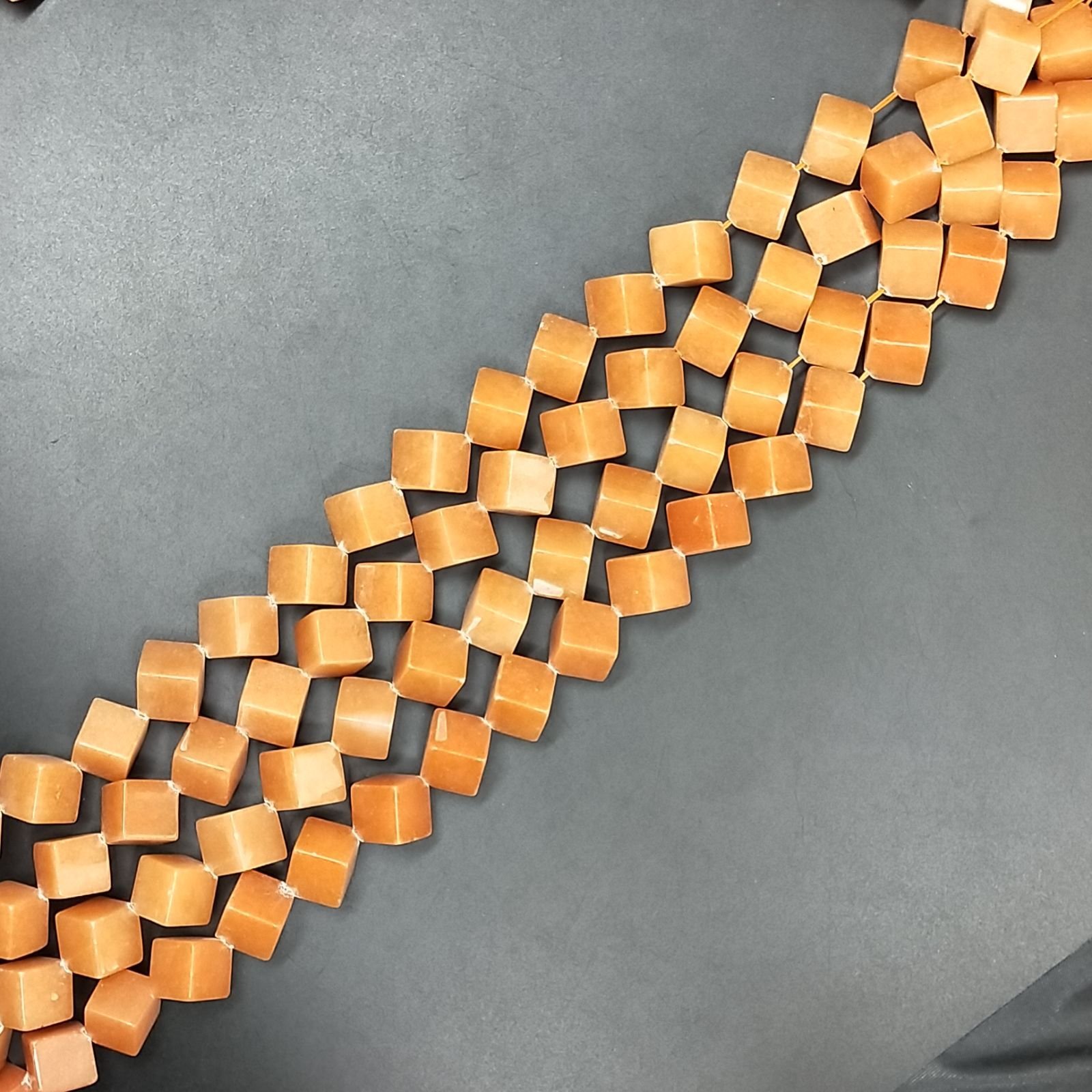 Avventurina Arancio Perline Forma Cubetti Liscio Foro Diagonale 18mm