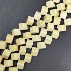 Giada Limone Perline Forma Cubetti Liscio Foro Diagonale 16mm