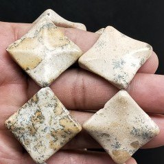 Diaspro Picasso Naturale in Perline Forma Rombo Piatto Liscio Foro Diagonale 35mm