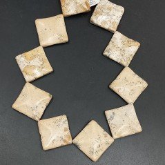 Diaspro Picasso Naturale in Perline Forma Rombo Piatto Liscio Foro Diagonale 35mm