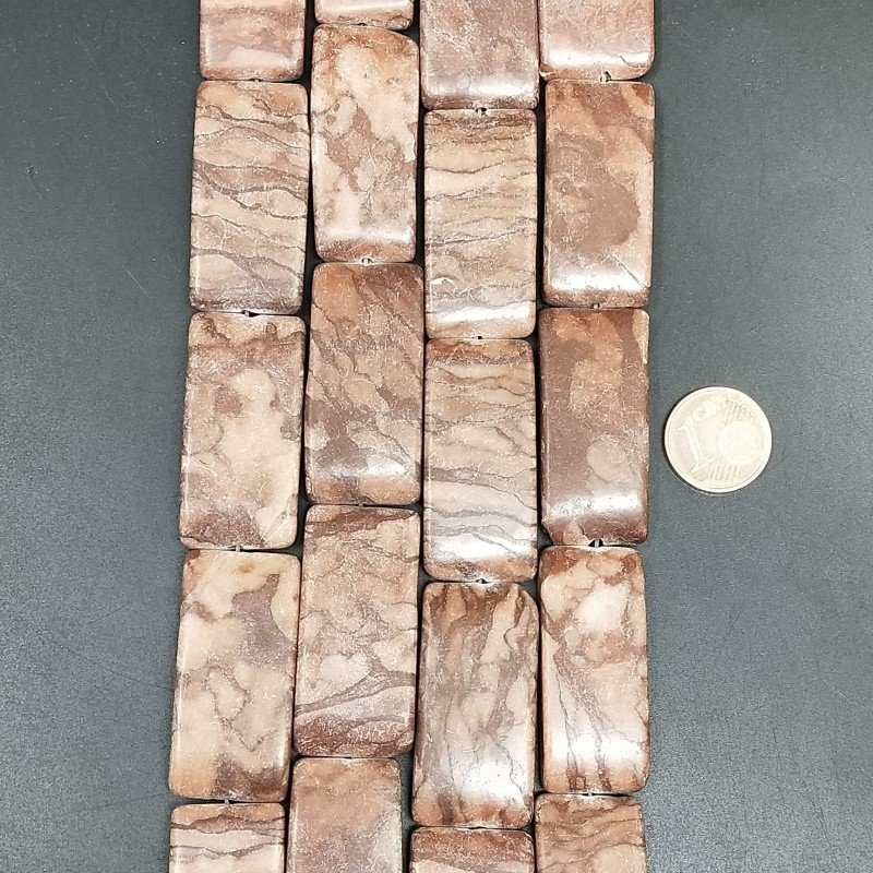 Diaspro Picasso Naturale in Perline Forma Rettangolare Piatto Liscio Foro Passante 35X17mm