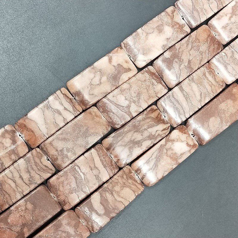 Diaspro Picasso Naturale in Perline Forma Rettangolare Piatto Liscio Foro Passante 35X17mm