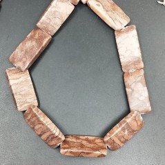 Diaspro Picasso Naturale in Perline Forma Rettangolare Piatto Liscio Foro Passante 35X17mm