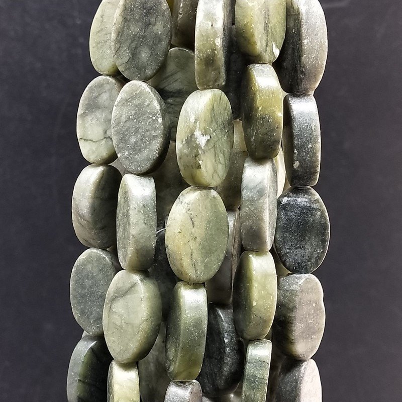 Serpentite Russa Naturale in Perline Forma Ovale Piatto Liscio Foro Passante 12X19mm