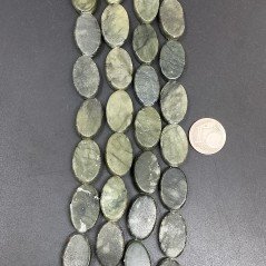 Serpentino Russa Naturale in Perline Forma Ovale Piatto Liscio Foro Passante 12X19mm