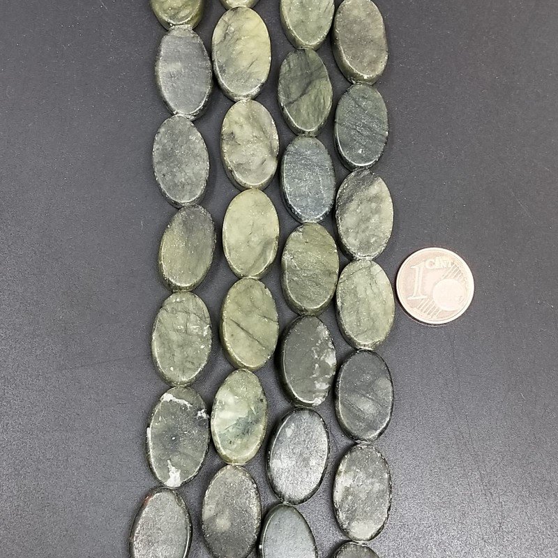 Serpentite Russa Naturale in Perline Forma Ovale Piatto Liscio Foro Passante 12X19mm