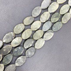 Serpentino Russa Naturale in Perline Forma Ovale Piatto Liscio Foro Passante 12X19mm