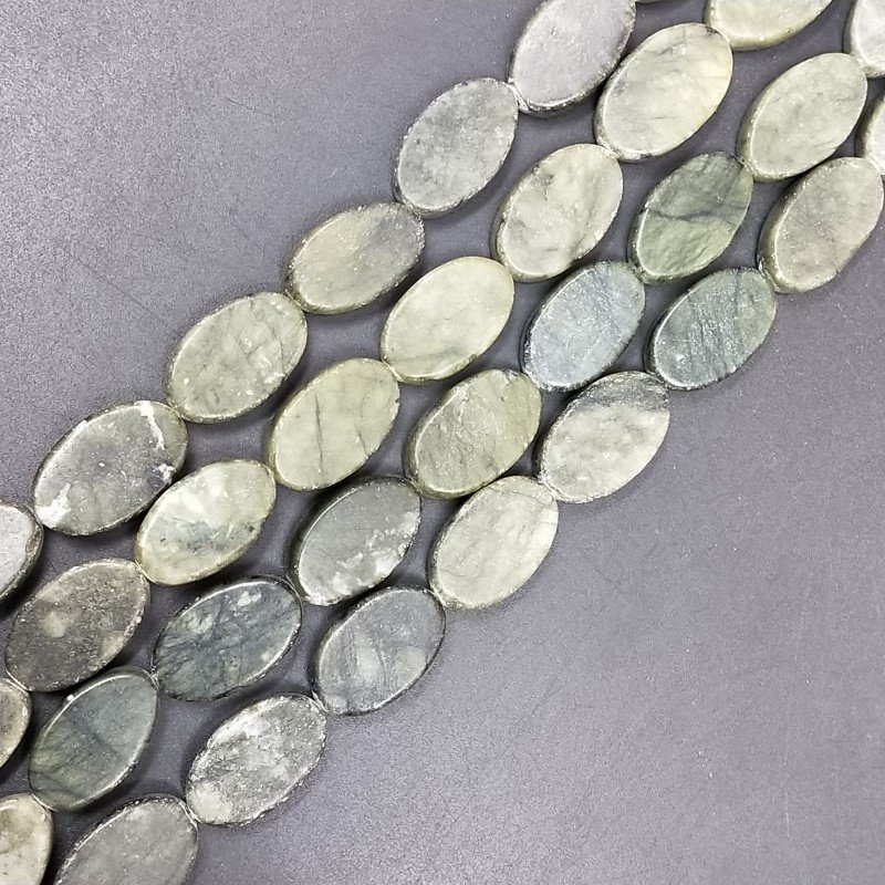 Serpentite Russa Naturale in Perline Forma Ovale Piatto Liscio Foro Passante 12X19mm