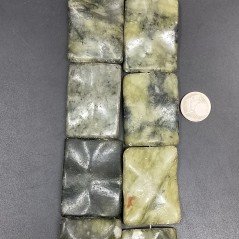 Serpentino Naturale in Perline Forma Rettangolare Lavorato Piatto Liscio Foro Passante 30X40mm