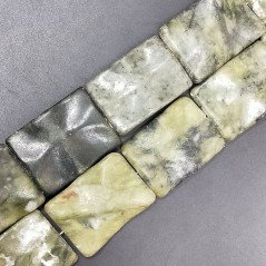 Serpentino Naturale in Perline Forma Rettangolare Lavorato Piatto Liscio Foro Passante 30X40mm