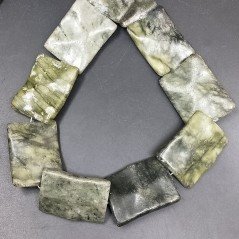Serpentino Naturale in Perline Forma Rettangolare Lavorato Piatto Liscio Foro Passante 30X40mm