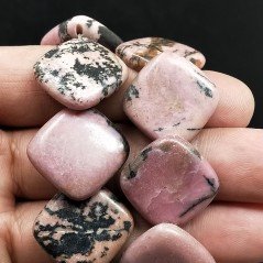 Rodonite Naturale in Perline Forma Rombo Piatto Liscio Foro Diagonale Sormontato 20mm