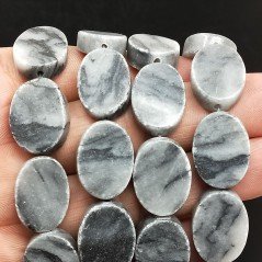 Diaspro Picasso Fluorite Naturale in Perline Forma Ovale Allungato Piatto Liscio Foro Passante 15X20mm