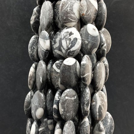 Diaspro Picasso Naturale in Perline Forma Ovale Piatto Liscio Foro Passante 18X24mm