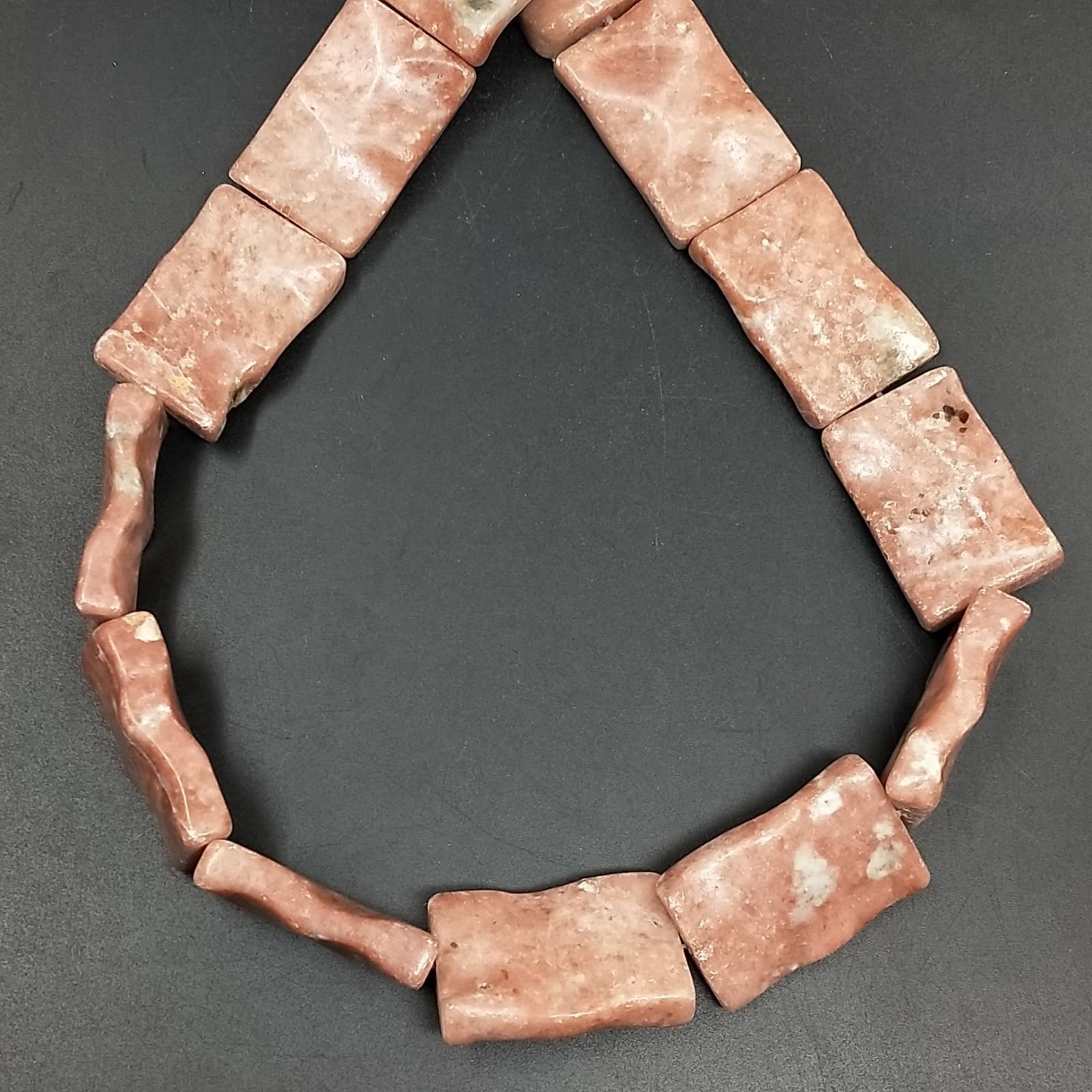 Rodonite Naturale in Perline Forma Rettangolare Lavorato Piatto Liscio Foro Passante 20x30mm