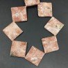 Rodonite Naturale in Perline Forma Rombo Piatto Liscio Lavorato Foro Diagonale 35mm