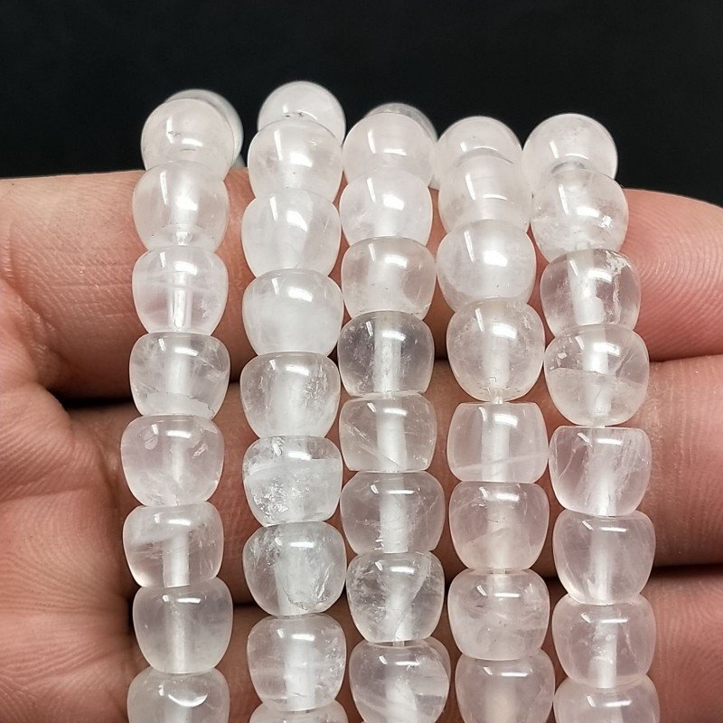 Quarzo Rosa Naturale Perline Forma Mela Liscio Foro Passante 07X08 mm