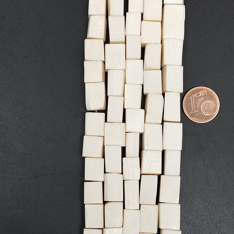 Resina Beige in Perline Forma Rettangolare Piatto Liscio Foro Passante 09X11mm