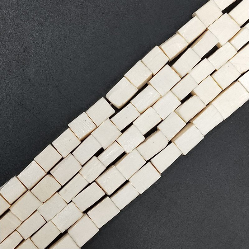 Resina Beige in Perline Forma Rettangolare Piatto Liscio Foro Passante 09X11mm