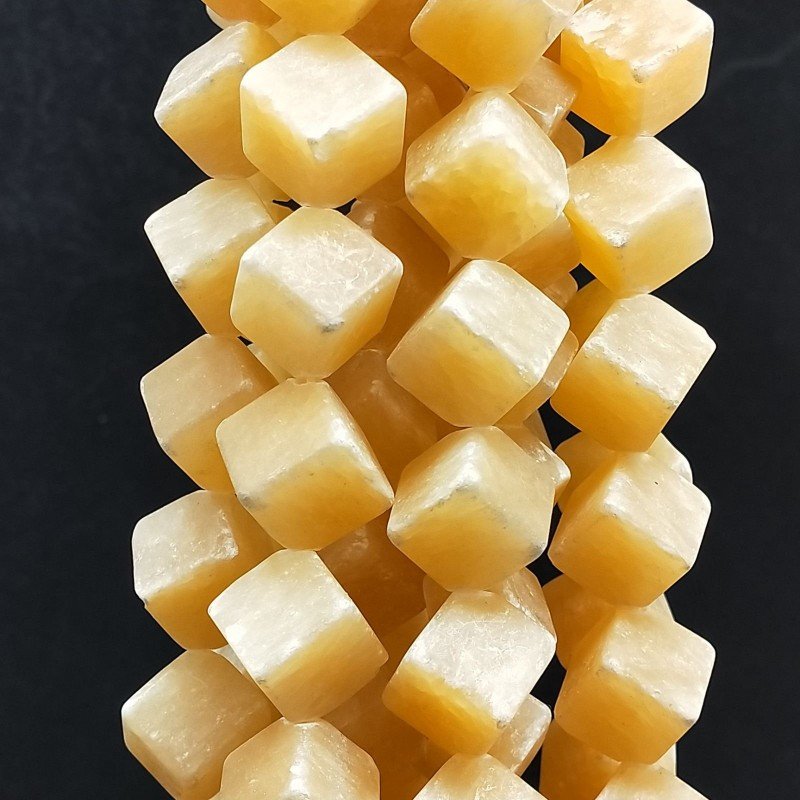 Calcite Perline Forma Cubetti Liscio-Satinato Foro Diagonale 16mm