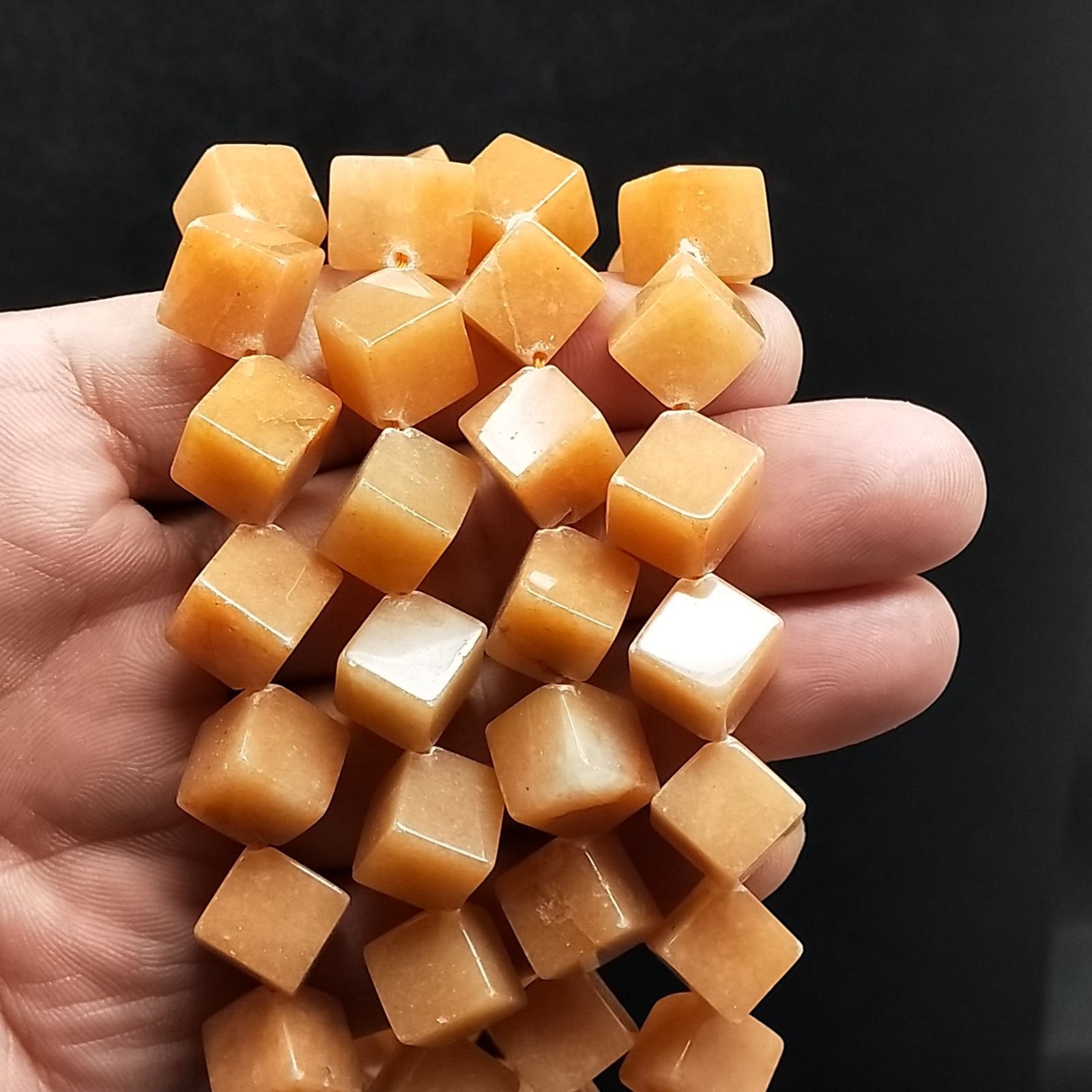 Avventurina Arancio Perline Forma Cubetti Liscio Foro Diagonale 15mm