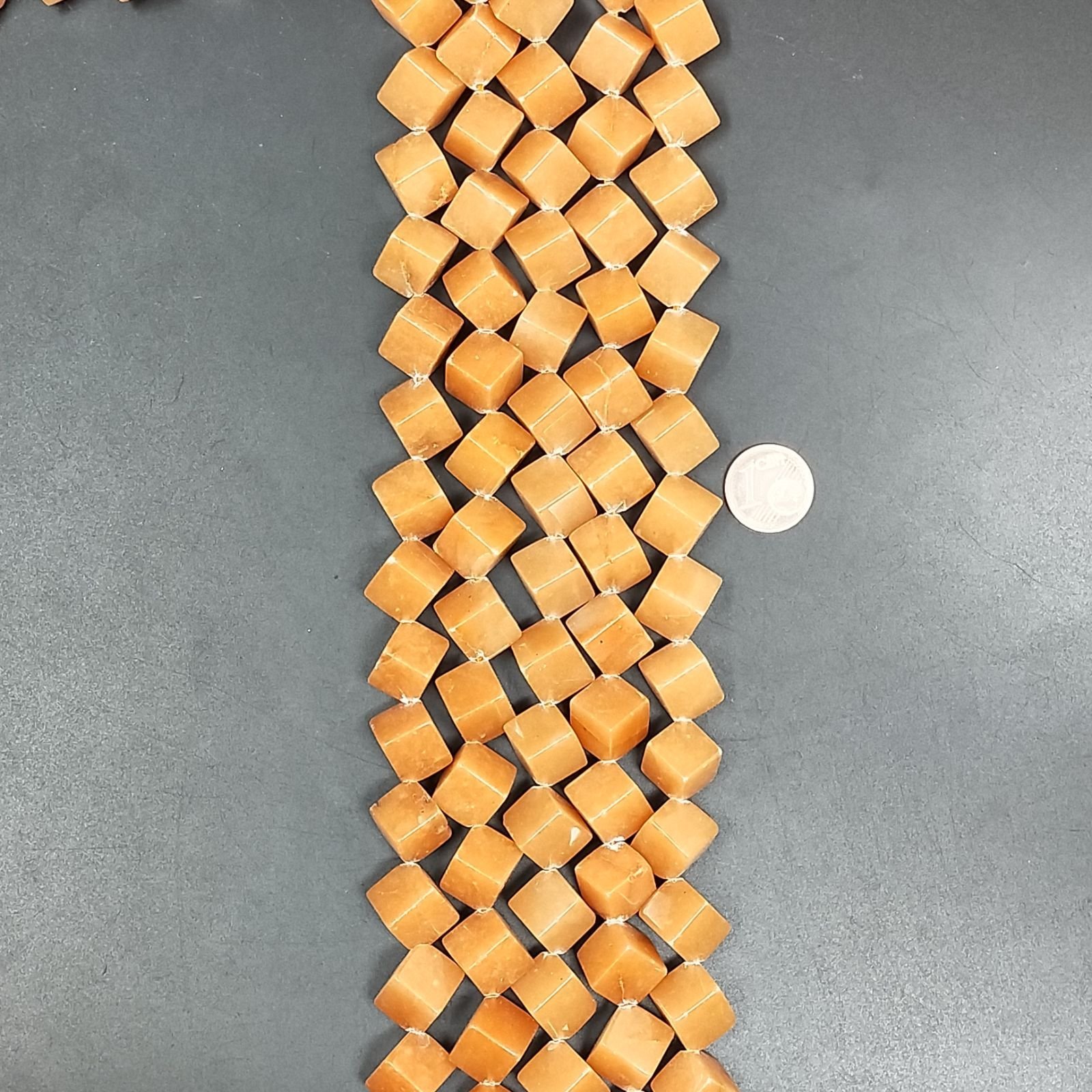 Avventurina Arancio Perline Forma Cubetti Liscio Foro Diagonale 15mm