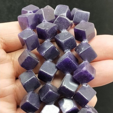 Giada Viola Perline Forma Cubetti Liscio Foro Diagonale 14mm