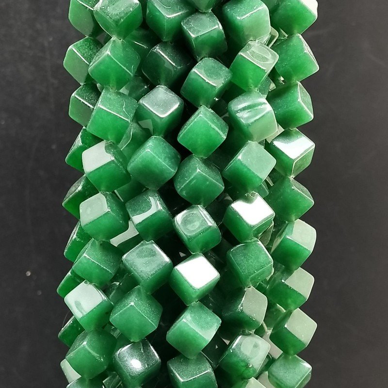 Giada Smeraldo Perline Forma Cubetti Liscio Foro Diagonale 11mm
