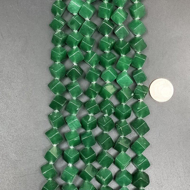 Giada Smeraldo Perline Forma Cubetti Liscio Foro Diagonale 11mm