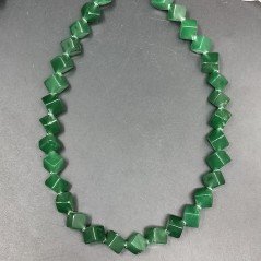 Giada Smeraldo Perline Forma Cubetti Liscio Foro Diagonale 11mm