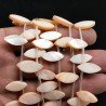 Madreperla Tonalità Pesca Perline Forma Foglia Piatto Liscio Foro Laterale 07x17mm