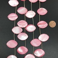 Madreperla Tonalità Rosa Perline Forma Foglia Piatto Liscio Foro Laterale 18x25 mm