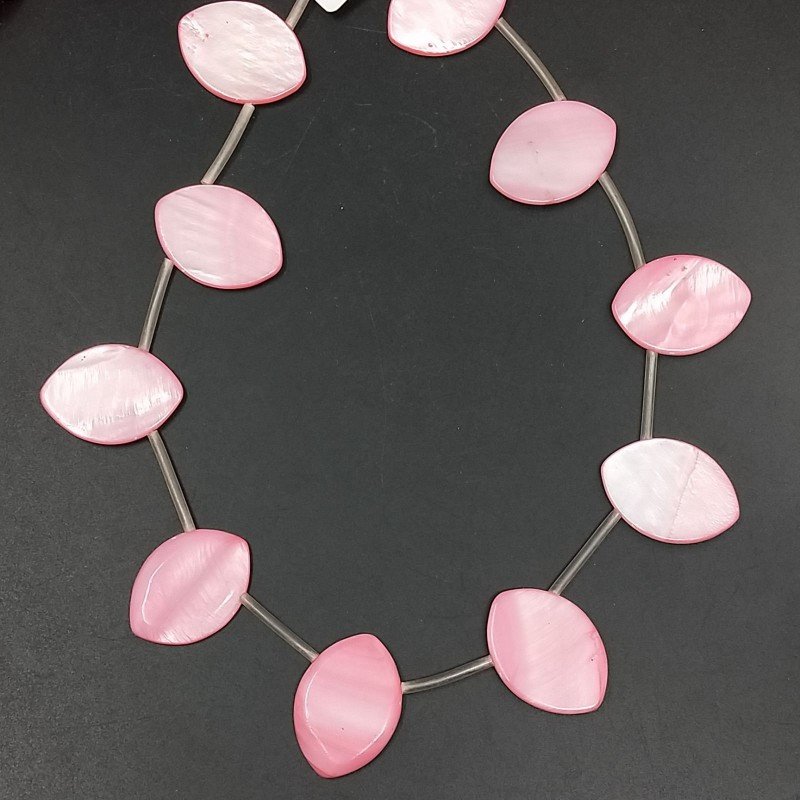 Madreperla Tonalità Rosa Perline Forma Foglia Piatto Liscio Foro Laterale 18x25 mm