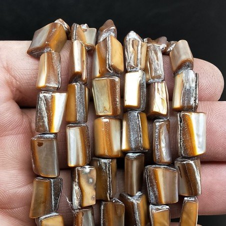 Madreperla Tonalità Marrone Perline Forma Rettangolo Irregolare Piatto Liscio Foro Passante