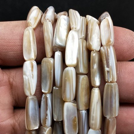 Madreperla Tonalità Beige Perline Forma Rettangolo Irregolare Piatto Liscio Foro Passante