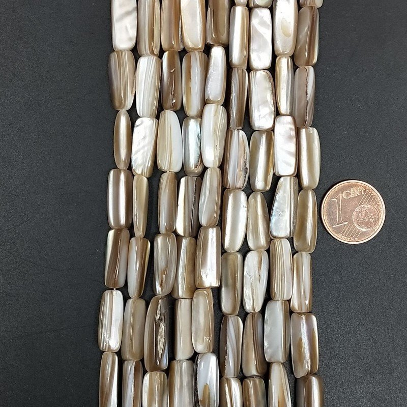 Madreperla Tonalità Beige Perline Forma Rettangolo Irregolare Piatto Liscio Foro Passante