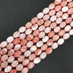 Madreperla Tonalità Corallo Rosa Perline Forma Ovale Piatto Liscio Foro Passante 10x14mm