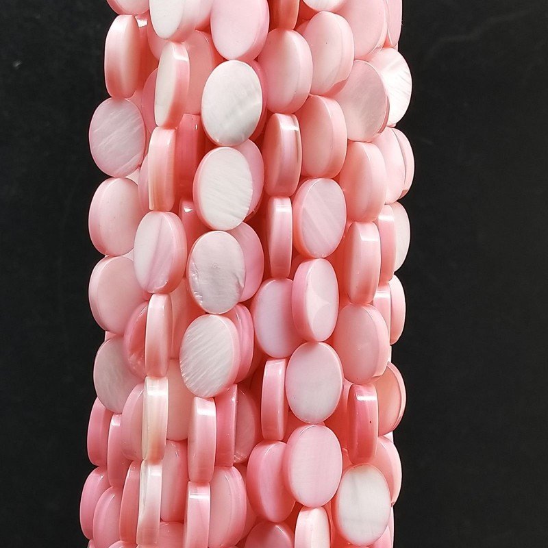 Madreperla Tonalità Rosa Perline Forma Ovale Piatto Liscio Foro Passante 09x12mm