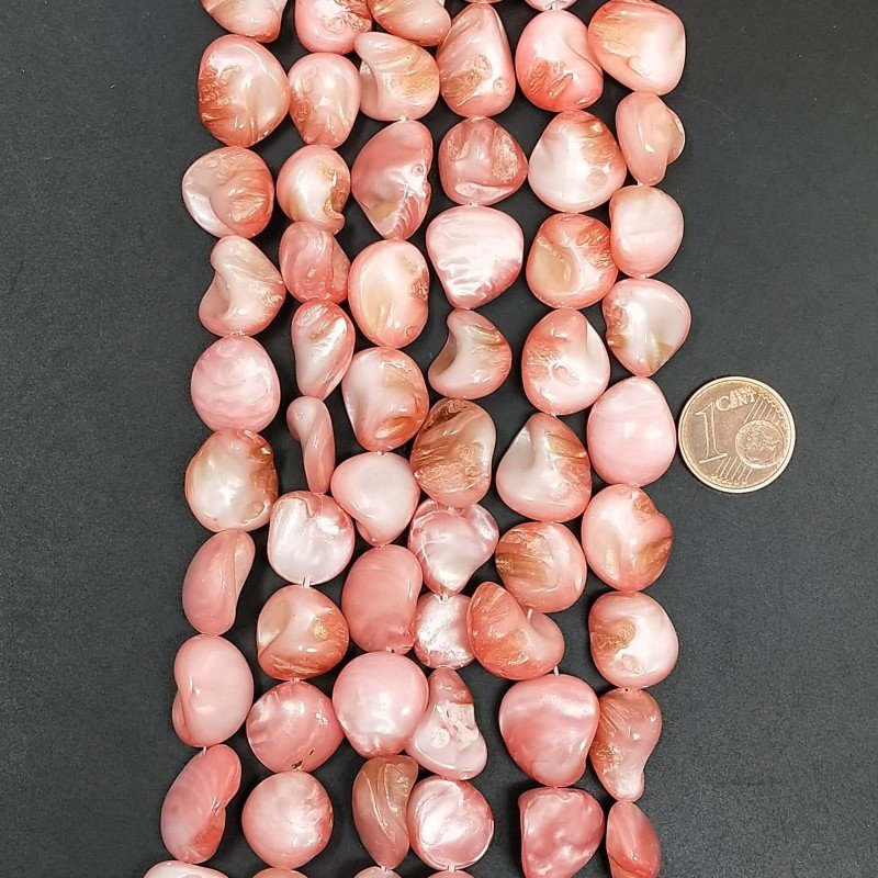 Madreperla Tonalità Rosa Perline Forma Sassi Irregolare Piatto Liscio Foro Passante
