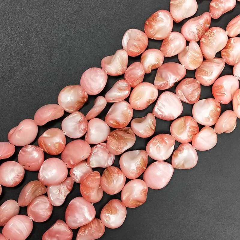 Madreperla Tonalità Rosa Perline Forma Sassi Irregolare Piatto Liscio Foro Passante
